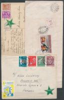 3 db futott levél levélzáró bélyeggel + 36 db levélzáró, 2 db A4-es berakólapon