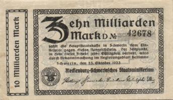 Német Birodalom/Weimari Köztársaság/Mecklenburg-Schwerin/Mecklenburg-Schwerinisches Staatsministerium 1923. 3000.000.000M T:II-