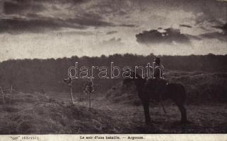Le soir dune bataille. Argonne / WWI French military, soldiers grave (Rb)