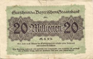 Német Birodalom/Weimari Köztársaság/Bajorország/Bayerische Staatsbank, München 1923. 20.000.000M T:I...