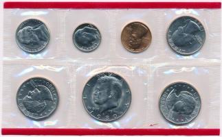 Amerikai Egyesült Államok 1980D. 1c-1$ (6xklf) forgalmi sor lezárt fóliatokban + 1980S 1$ Cu-Ni Susan B. Anthony T:1 USA 1980D 1 Cent - 1 Dollar (6xdiff) coin set in sealed foil packing + 1980S 1 Dollar Cu-Ni Susan B. Anthony C:UNC
