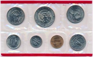 Amerikai Egyesült Államok 1980D. 1c-1$ (6xklf) forgalmi sor lezárt fóliatokban + 1980S 1$ Cu-Ni &quo...