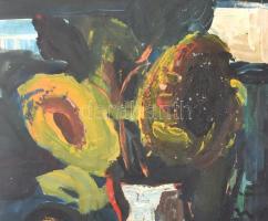 Göldner Tibor (1929-): Csendélet. Olaj, karton, jelzett, fa keretben, 50×70 cm