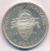 1938. 5P Ag "Szent István" T:1-,2 ph.
Adamo P8.1