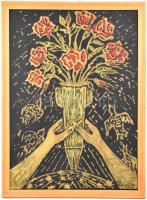 Herczeg Márton (?-): Arany csillagok a földön. Olaj, vegyes technika, karton, jelzett. Hátoldali cím...