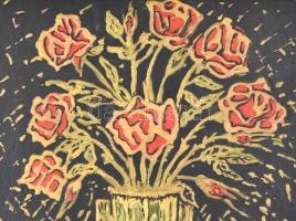 Herczeg Márton (?-): Arany csillagok a földön. Olaj, vegyes technika, karton, jelzett. Hátoldali cím...