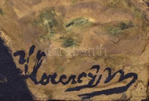 Herczeg Márton (?-): Arany csillagok a földön. Olaj, vegyes technika, karton, jelzett. Hátoldali cím...