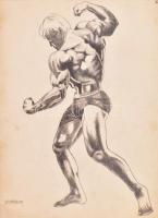 Hornyánszky jelzéssel: Herkules. Ceruza, papír. 41,5×30,5 cm