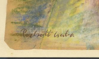 Perlrott jelzéssel: Vegyes technika, papír, sérült, kartonra kasírozva. Üvegezett fa keretben. 29×41...