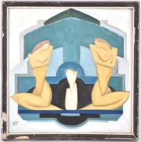 MT jelzéssel: Alakok. Olaj, vászon, fa keretben. 70×70 cm