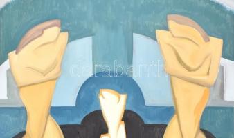 MT jelzéssel: Alakok. Olaj, vászon, fa keretben. 70×70 cm