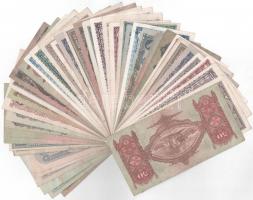 Vegyes 44db-os bankjegy tétel, közte 9db "Vöröshadsereg Parancsnoksága" pengő kiadás valam...