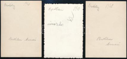 1940 Erdély - Bethlen bucsú és vásártér, 3 db fotó, hátulján feliratozott, 8,5x6 és 9x6,5 cm közötti...