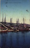 1918 Fiume, Rijeka; Bragozzi allEntrata del Canale / canal entrance, sailing vessels (EK)