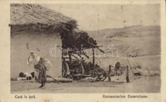 Casa la tara / Rumänisches Bauernhaus / Romanian folklore, peasant house, cottage + K. K. Bataillon S. W. /7. K.U.K. FELDPOSTAMT 211 (EK)