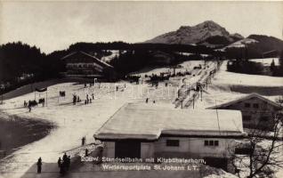 Standseilbahn mit Kitzbühelerhorn. Wintersportplatz St. Johann I. T. / winter sport in Tirol, ski, finishing line, funicular (EK)