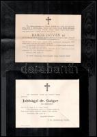 cca 1906-1948 15 db halotti értesítő, bélyegekkel, bélyegzésekkel