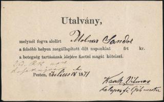 1870-1871 2 db német és 1 db magyar nyelvű utalvány