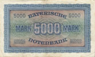 Német Birodalom/Weimari Köztársaság/Bajorország/Bayerische Notenbank, München 1922. 5000M T:II/II-