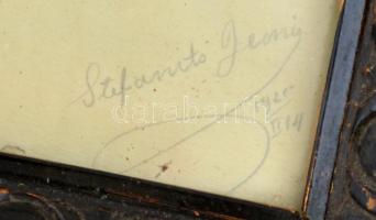 Stefanits Jenő (?-?): Tópart. Vászonkép, kartonra kasírozva, jelzett és datált (192...?). Díszes, ko...