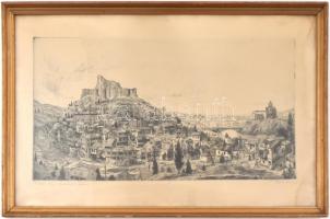 Gross Arnold (1929-2015): Tbilisi régi városrész, Grúzia. Rézkarc, karton, foltos, jelzett, üvegezet...