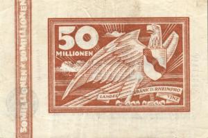 Német Birodalom/Weimari Köztársaság/Poroszország/Rheinprovinz/Landesbank, Düsseldorf 1923. 50.000.00...