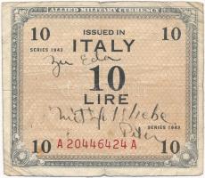 Olaszország/Szövetséges megszállás 1943. 10L T:III firka  Italy/Allied Occupation 1943.10 Lire C:F doodle Krause#M13