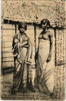 1905 Mahajanga, Majunga; Jeunes Sakalavas / Sakalava women, half-naked woman, Madagaskar folklore (worn corners)