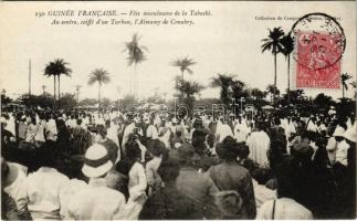 Guinée Francaise, Féte musulmane de la Tabaski. Au centre, coiffé d'un Turban, l'Almamy de Conakry / Muslim holiday of Tabaski
