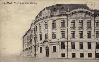 1911 Cieszyn, Teschen; K. k. Staatsrealschule / school. Ed. Feitzingers Kunstverlag No. 1074. (EK)