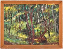 Nemes Béla (1912-1972): Zöldellő táj. Olaj, farost, jelzett, hátoldalán a művész lánya eredetiség ig...