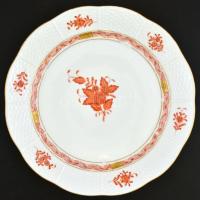 Herendi Apponyi mintás lapos tányér, kézzel festett, jelzett, apró kopásnyomokkal, d: 25,5 cm