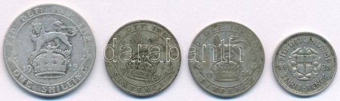 Nagy-Britannia 1915. 1Sh Ag "V. György" + 1921-1924. 6p Ag (2x) + 1938. 3p Ag T:2-,3
Grea...