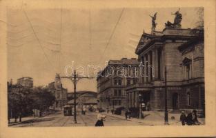 1910 Praha, Prag, Prague; Parkstrasse / street view, tram. Carl Bellmann