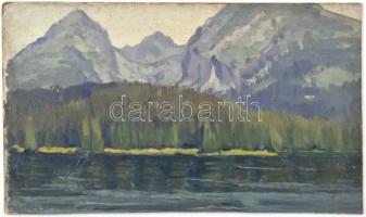 Jelzés nélkül: Hegyvidéki táj (Tátra?). Olaj, karton, 23x39,5 cm