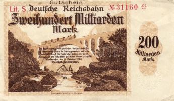 Német Birodalom/Weimari Köztársaság/Német Birodalmi Vasutak/Karlsruhe 1923. 200.000.000.000M T:II