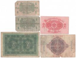 Német Birodalom 1914. 1M piros sorszám és címer + 1M kék sorszám és címer + 2M kék sorszám és címer ...