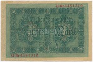Német Birodalom 1914. 50M hétjegyű sorszámmal lezárt fóliában T:III 
German Empire 1914. 50 Mark wi...