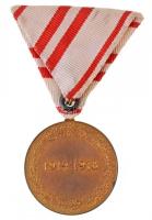 Ausztria DN "Ausztriáért / 1914-1918" aranyozott Br kitüntetés eredeti mellszalagon (36mm)...