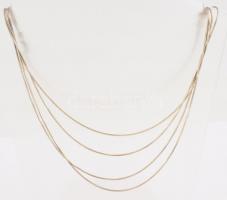 Ezüst(Ag) háromsoros nyaklánc, jelzett, h: 41 cm, nettó: 15,6 g