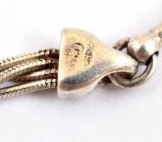 Ezüst(Ag) háromsoros nyaklánc, jelzett, h: 41 cm, nettó: 15,6 g