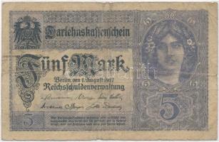 Német Birodalom 1917. 5M lezárt fóliában T:III  German Empire 1917. 5 Mark in enclosed foil C:F Krause#56