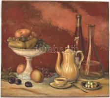 Mészáros jelzéssel: Csendélet. Olaj, farost, 50,5x56,5 cm