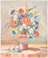 Stáhl jelzéssel: Virágcsendélet. Vegyes technika, papír, 58,5x47 cm