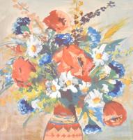 Stáhl jelzéssel: Virágcsendélet. Vegyes technika, papír, 58,5x47 cm