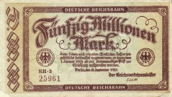 Német Birodalom/Weimari Köztársaság/Német Birodalmi Vasutak/Berlin 1923. 1000.000M, 2000.000M, 5000....