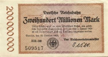 Német Birodalom/Weimari Köztársaság/Német Birodalmi Vasutak/Berlin 1923. 1000.000M, 2000.000M, 5000....