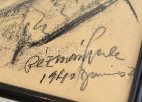 Rézmán Gyula (1911-196?): Fiatal férfi portréja (önarckép?). Szén, papír, jelzett és datált (1941. j...