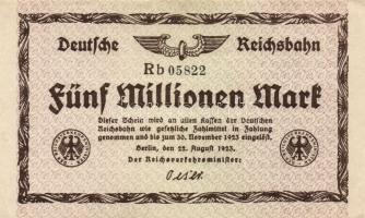 Német Birodalom/Weimari Köztársaság/Német Birodalmi Vasutak/Berlin 1923. 500.000M (4x) klf vízjeles ...