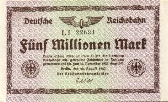 Német Birodalom/Weimari Köztársaság/Német Birodalmi Vasutak/Berlin 1923. 500.000M (4x) klf vízjeles ...